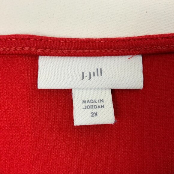 New J Jill Simple Elegance Puff Sleeves Dress In Red Cherry Size 2XL - Picture 4 of 16
